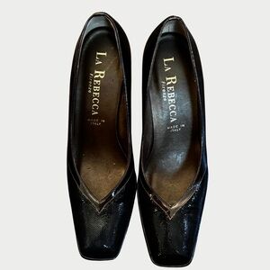La Rebecca Firenze Black Brown  Patent Quality Leather Pumps